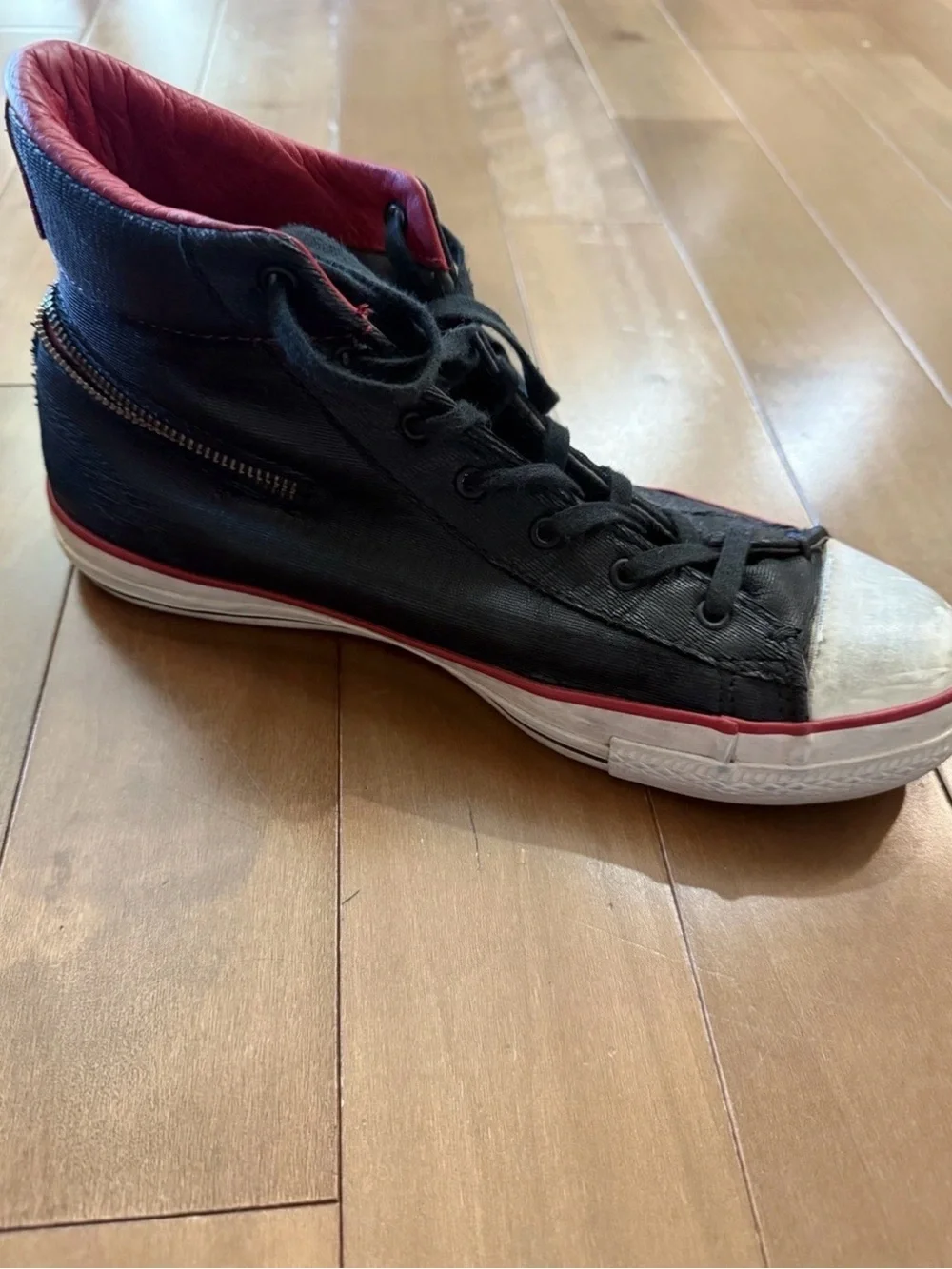 Rare John Varvatos Converse Black Leather High Top Shoes 9.5 Y2K Alt Grunge - Picture 5 of 12